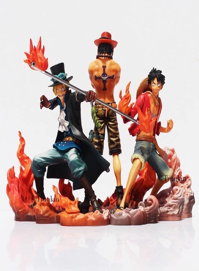 Trunkin One Piece Luffy Ace Sabo Action Figures | Set Of 3 Anime Figures Weeb Manga Toy Collectible Model Doll Toys | 3Pcsset Anime Polyvinyl Chloride Figurine,Multicolor - Image 2